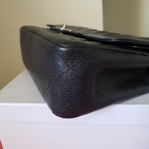 Chanel jumbo classic double flap black caviar silver hw bag - Picture 10 of 15